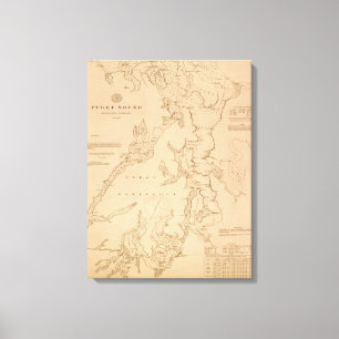 Impressão Em Tela Mapa antigo de Puget Sound