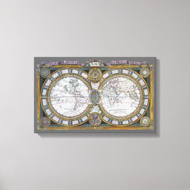 Impressão Em Tela Mapa Antigo do Mundo Antigo por Claude Auguste Ber (Frente)