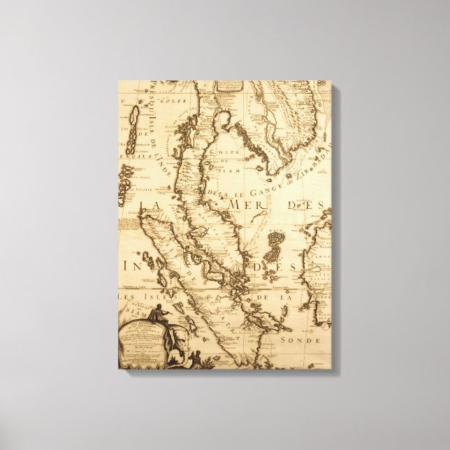 Impressão Em Tela Mapa antigo do Sudeste Asiático | 1687 (Frente)