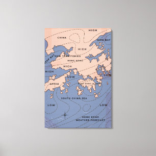 Impressão Em Tela Mapa Antigo do Tempo de Hong Kong