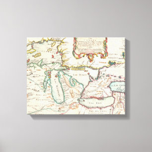 Impressão Em Tela Mapa antigo dos grandes lagos