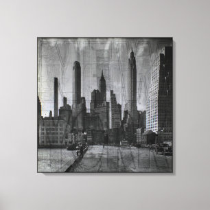 Impressão Em Tela Mapa Antigo e Foto Retro de Nova York