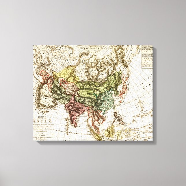 Impressão Em Tela Mapa ÁsiaPanorâmicaÁsia 12 (Frente)