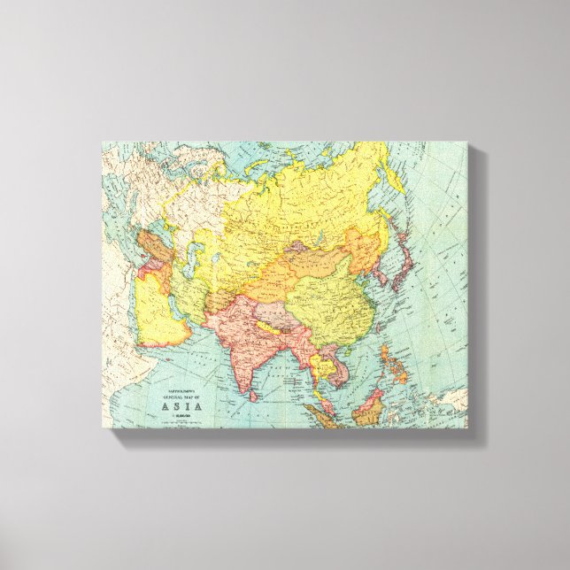 Impressão Em Tela Mapa AsiáticoPanorâmicoÁsia 10 (Frente)