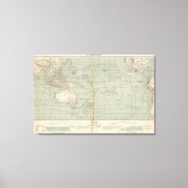 Impressão Em Tela Mapa Atlas da Oceânia (Frente)