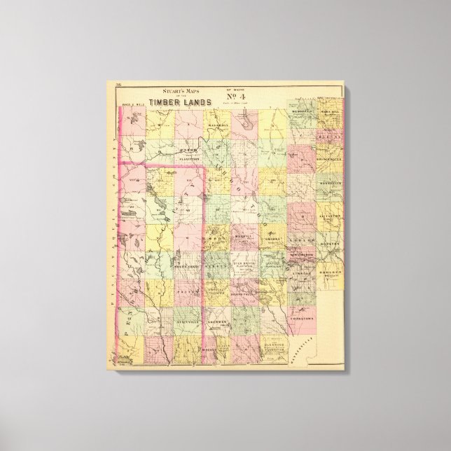 Impressão Em Tela Mapa Atlas das terras-da-madeira 4 (Frente)