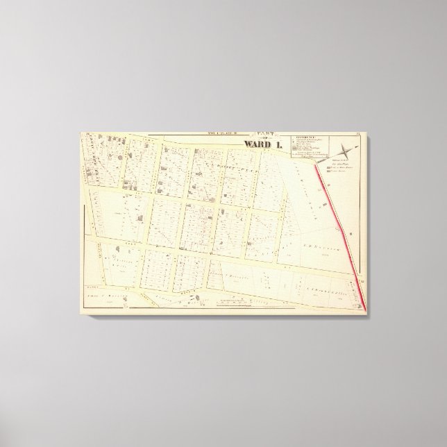 Impressão Em Tela Mapa Atlas de Rhode Island (Frente)