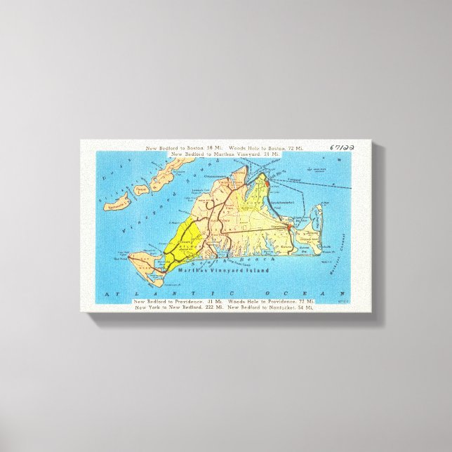 Impressão Em Tela Mapa Automático das MÃES de Martha's Vineyard (Frente)