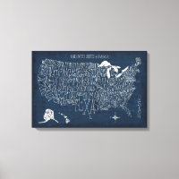 Mapa Azul EUA com Letra Mão