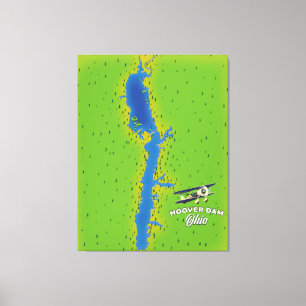 Impressão Em Tela Mapa Cartográfico da Barragem Hoover Ohio