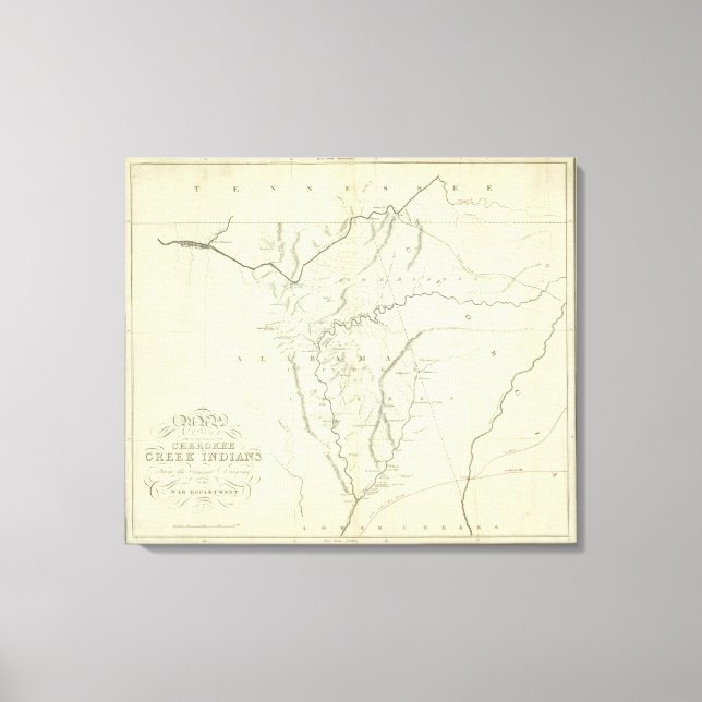 Impressão Em Tela Mapa Cherokee (Frente)