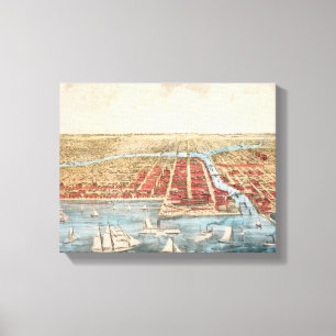 Impressão Em Tela MAPA: CHICAGO, c1857