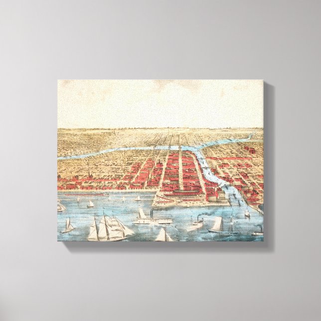 Impressão Em Tela MAPA: CHICAGO, c1857 (Frente)