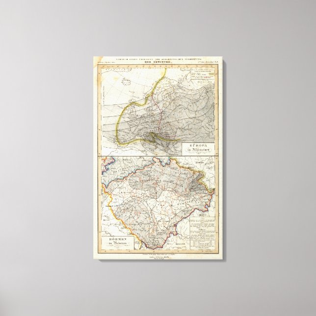 Impressão Em Tela Mapa Climático da Europa (Frente)