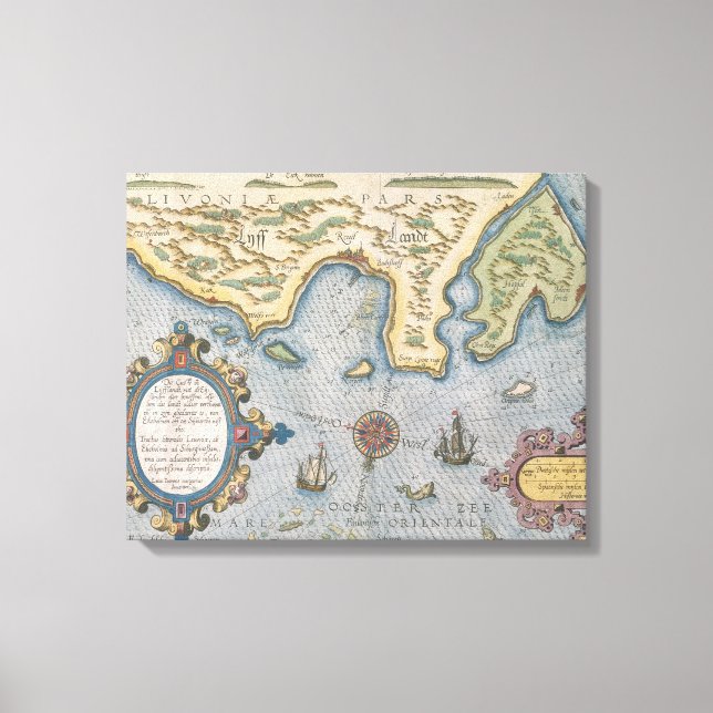 Impressão Em Tela Mapa comercial neerlandês do mar Báltico (Frente)