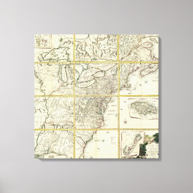Impressão Em Tela Mapa composto dos Estados Unidos (Frente)