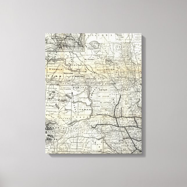 Impressão Em Tela Mapa correto de Dakota (Frente)