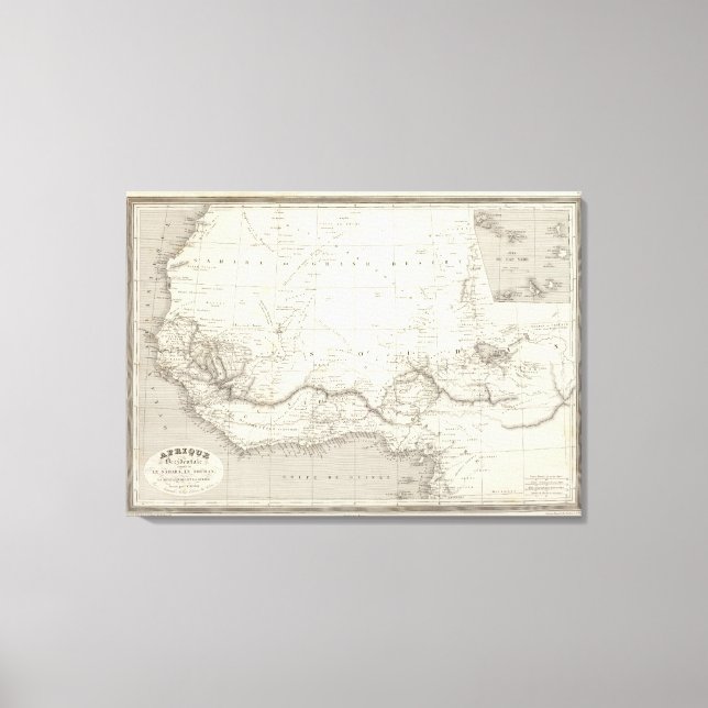 Impressão Em Tela Mapa da África Ocidental (Frente)