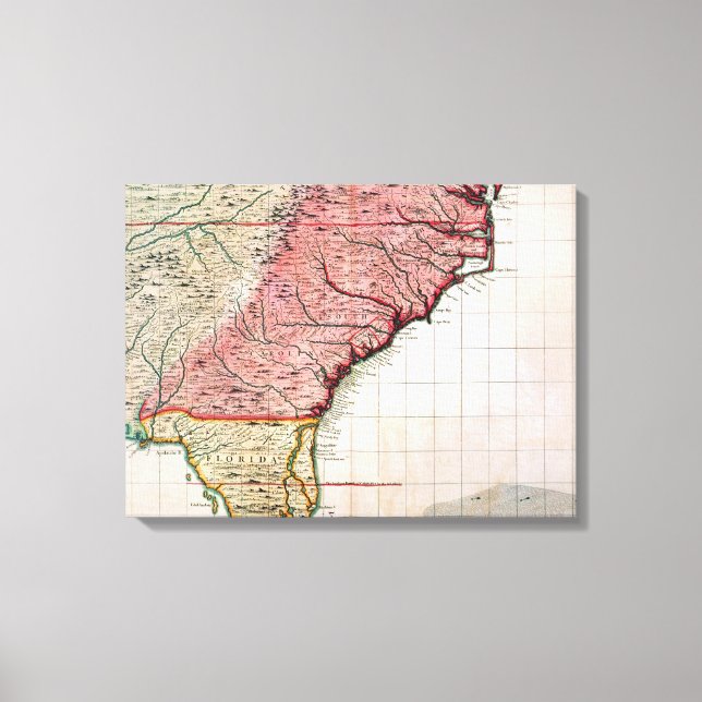 IMPRESSÃO EM TELA MAPA DA AMÉRICA COLONIAL, 1733 (Frente)