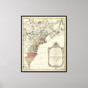 Impressão Em Tela Mapa da América Colonial por Matthaus Lotter (1776