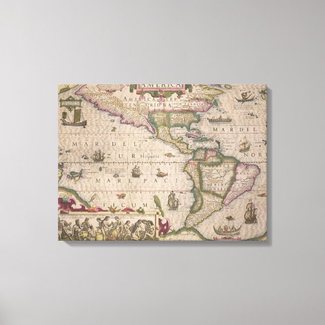 Impressão Em Tela Mapa da América, do Mercator Atlas, pub. (Frente)