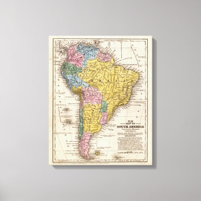 Impressão Em Tela Mapa da América do Sul 5 (Frente)