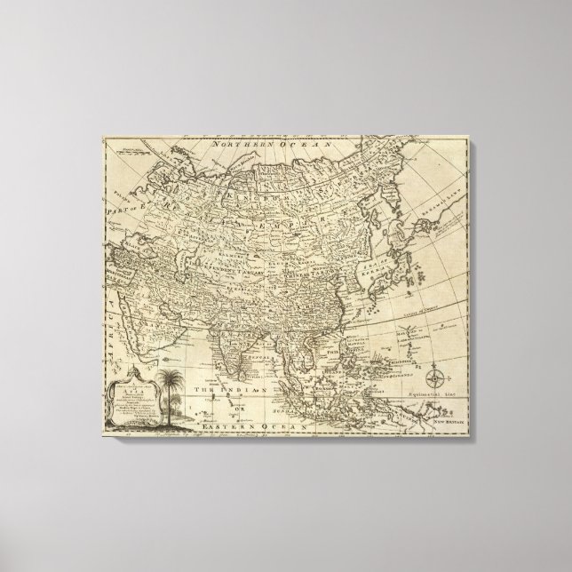 Impressão Em Tela Mapa da Ásia (Frente)