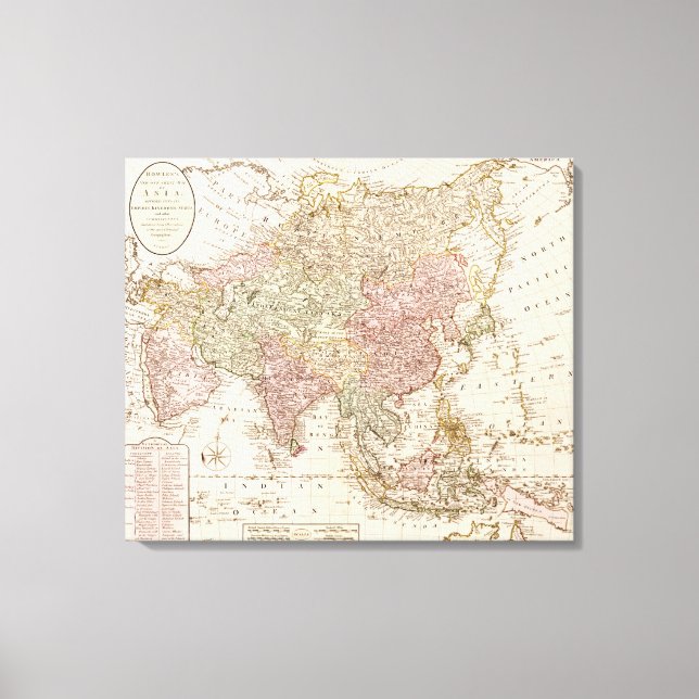 Impressão Em Tela Mapa da ÁsiaPanorâmicaÁsia 3 (Frente)