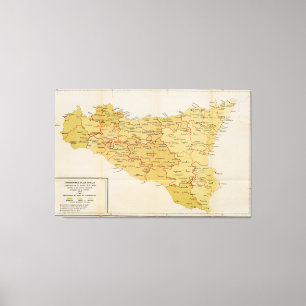 Impressão Em Tela Mapa da atividade da máfia em Sicília Italia 190