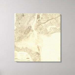 Impressão Em Tela Mapa da baía de New York e o porto e os arrabalde