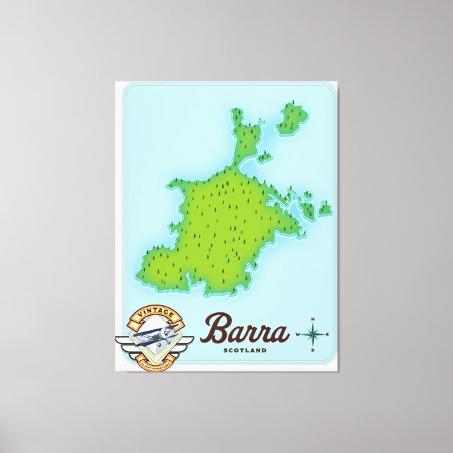 Impressão Em Tela Mapa da Barra Escócia (Frente)