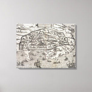 Impressão Em Tela Mapa da cidade de Alexandria em Egipto, c.1625