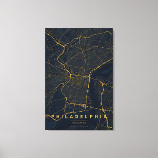 Impressão Em Tela Mapa da Cidade de Filadélfia EUA Design Minimalist