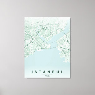 Impressão Em Tela Mapa da Cidade de Istambul Turquia Design Minimali