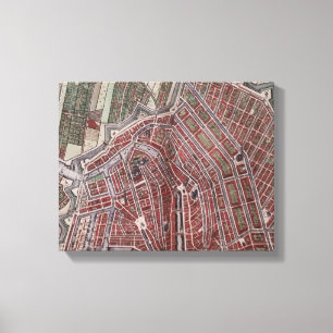 Impressão Em Tela Mapa da cidade de réplica de Amsterdã 1652