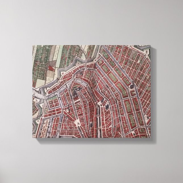 Impressão Em Tela Mapa da cidade de réplica de Amsterdã 1652 (Frente)