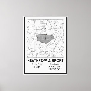 Impressão Em Tela Mapa da Cidade do Aeroporto de Heathrow