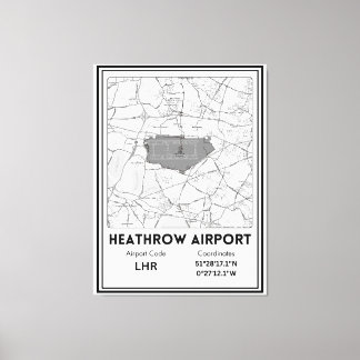 Impressão Em Tela Mapa da Cidade do Aeroporto de Heathrow