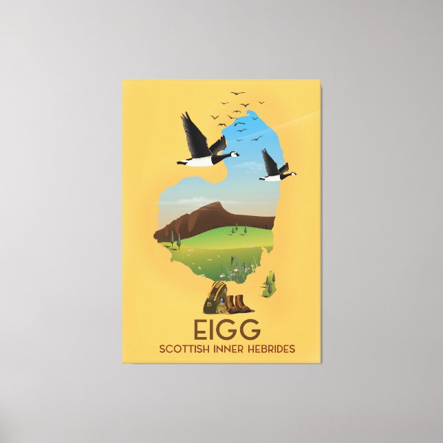 Impressão Em Tela Mapa da Eigg Hébridas Interiores Escocesas (Frente)