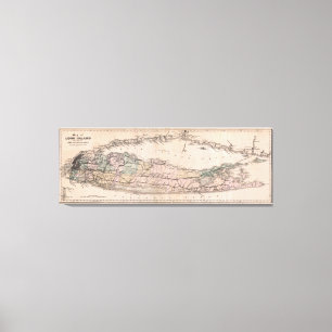 Impressão Em Tela Mapa da estrada de ferro de Long Island NY do