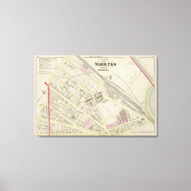 Impressão Em Tela Mapa da estrada de NY Boston & Providence Rail (Frente)