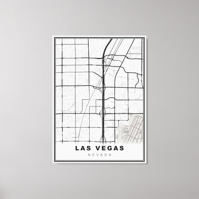 Impressão Em Tela Mapa da Faixa de Las Vegas (Frente)