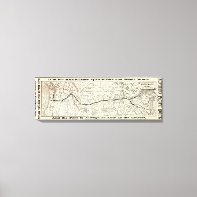 Impressão Em Tela Mapa da ferrovia do Pacífico Norte (Frente)