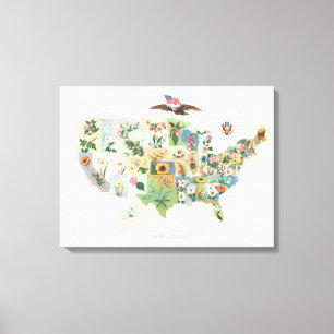 Impressão Em Tela Mapa da flor dos Estados Unidos - nosso buquê