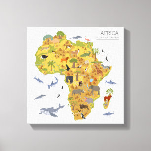 Impressão Em Tela Mapa da flora & da fauna de África  
