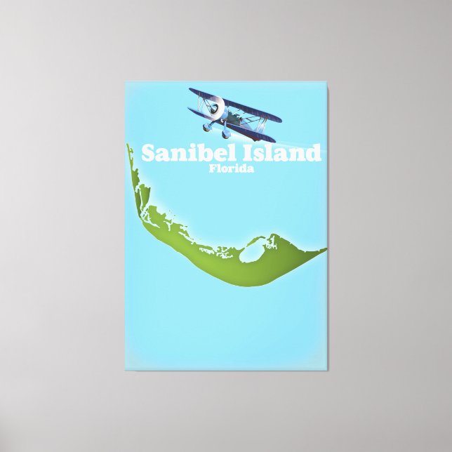 Impressão Em Tela Mapa da Flórida da Ilha Sanibel (Frente)