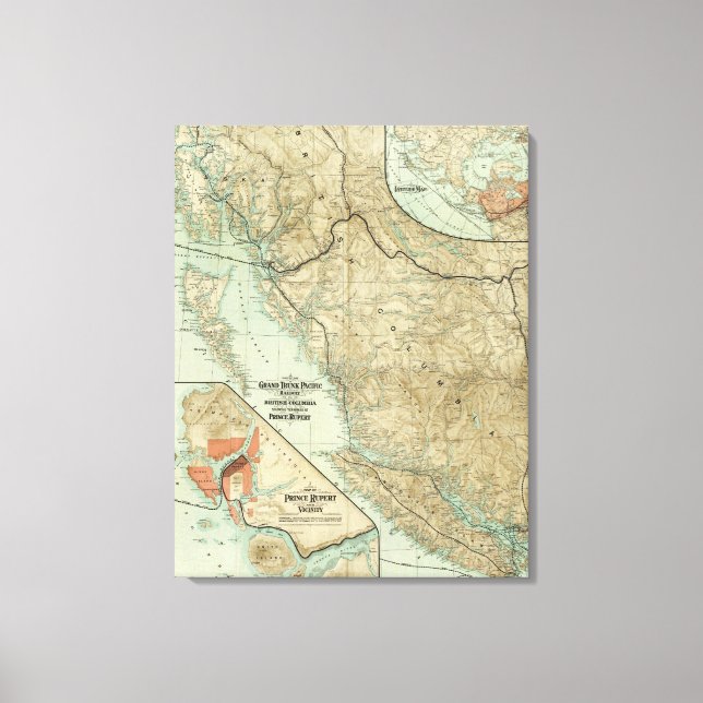 Impressão Em Tela Mapa Da Grande Via Ferroviária Do Pacífico (Frente)