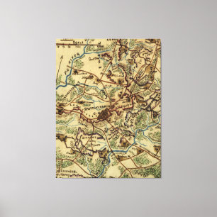 Impressão Em Tela Mapa da guerra civil de Virgínia do Spotsylvania