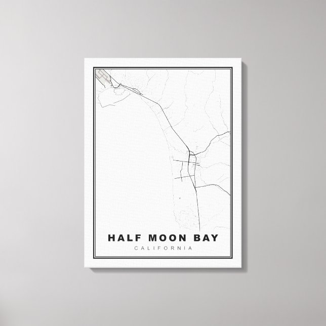 Impressão Em Tela Mapa da Half Moon Bay (Frente)