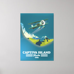 Impressão Em Tela Mapa da Ilha Captiva Flórida EUA